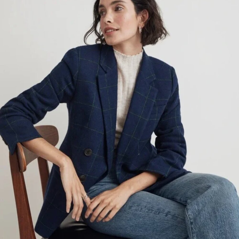 Madewell Rosedale Blazer in Blue Plaid Size 10